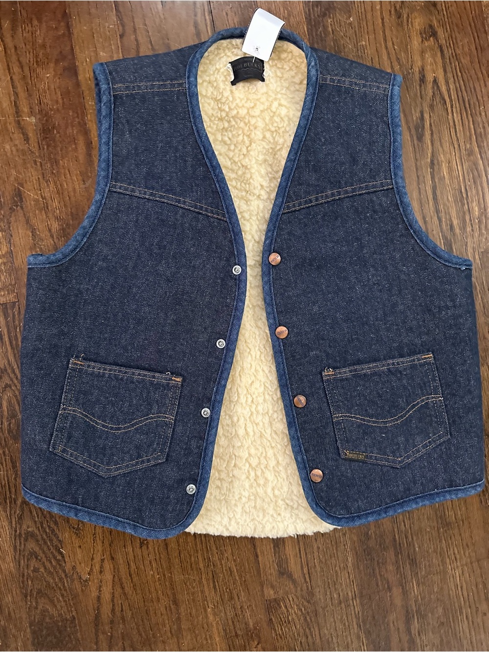 Women's Dark Blue Denim Sherpa-Lined Vest